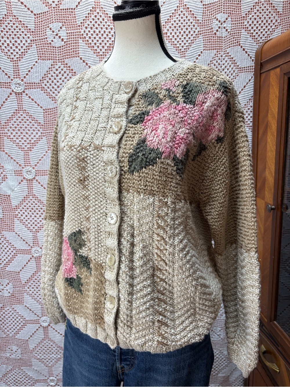 👻SOLD👻Cleo Floral Patchwork Knit Cardigan - Picture 3 of 10